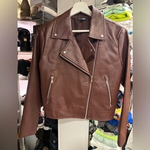 Fashion Nova Women's Chocolate Leather Jacket